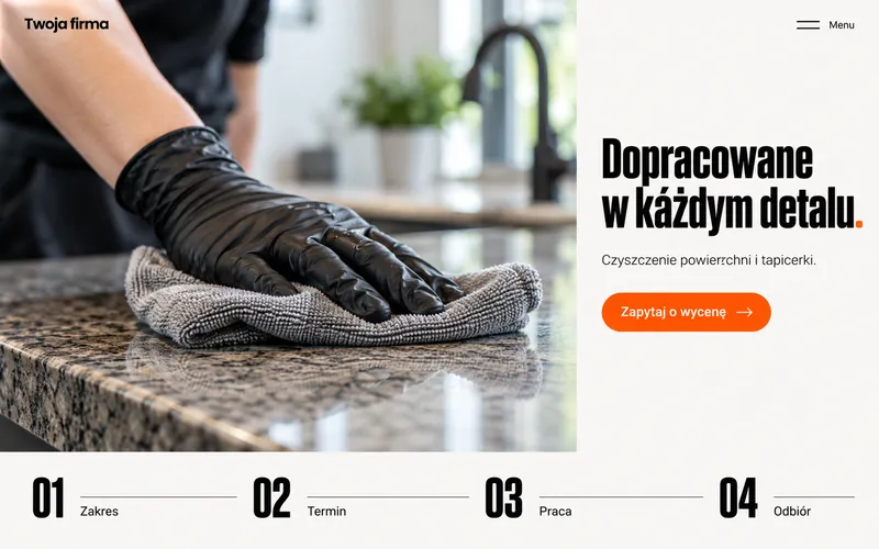 Koncepcja strony firmy sprzątającej — detal procesu
