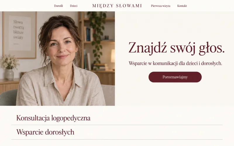 Przykładowy projekt strony logopedy — osobisty ekspert
