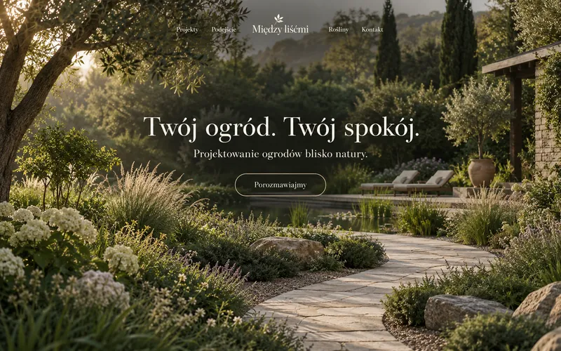 Przykładowa koncepcja strony ogrodnika — Ogrodowa pracownia: pełne zdjęcie, wyśrodkowany serif