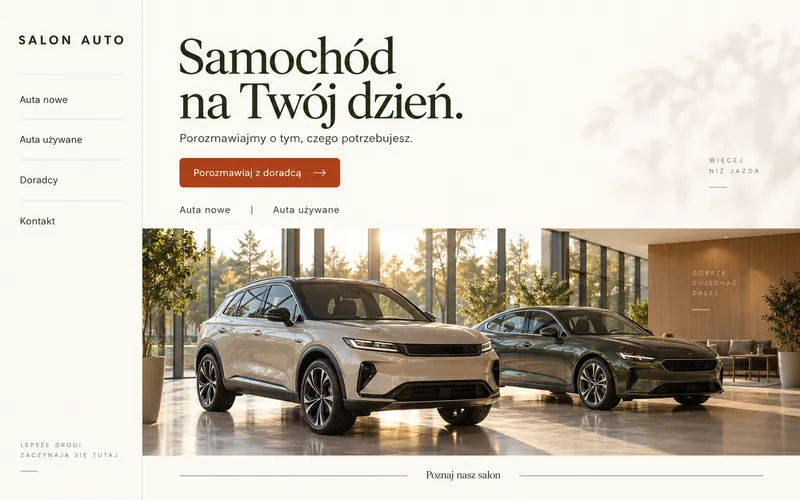 Koncepcja strony salonu samochodowego — salon w centrum