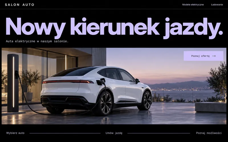 Koncepcja strony salonu samochodowego — kierunek elektryczny