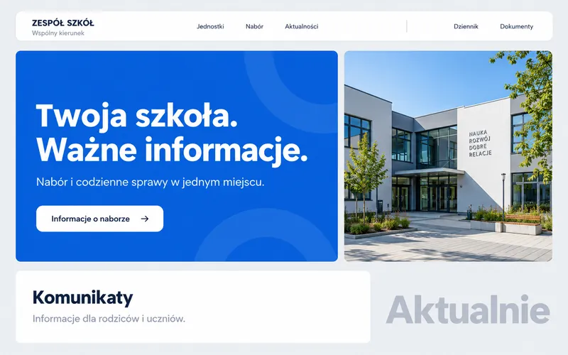 Koncepcja strony zespołu szkół — modułowy portal Wspólny kierunek