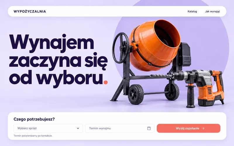 Koncepcja nowoczesnej wypożyczalni z panelem zapytania