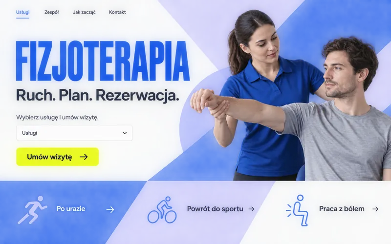 Koncepcja strony fizjoterapeuty w nowoczesnym, cyfrowym stylu